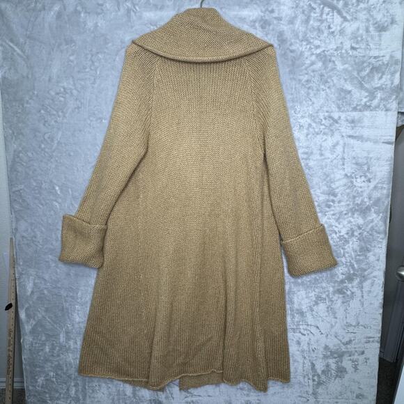 Soft Surroundings Sweater Womens Large Tan Wool Mohair Blend Open Front Cardigan - Picture 2 of 8